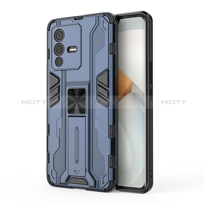 Funda Bumper Silicona y Plastico Mate Carcasa con Magnetico Soporte KC3 para Vivo V23 Pro 5G