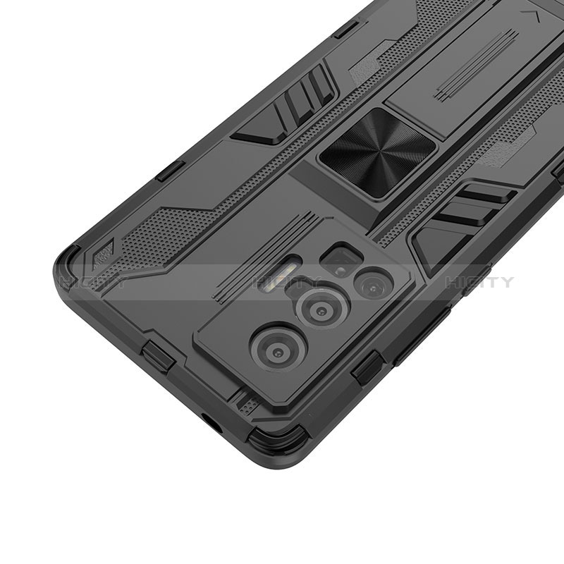 Funda Bumper Silicona y Plastico Mate Carcasa con Magnetico Soporte KC3 para Vivo X70 Pro 5G