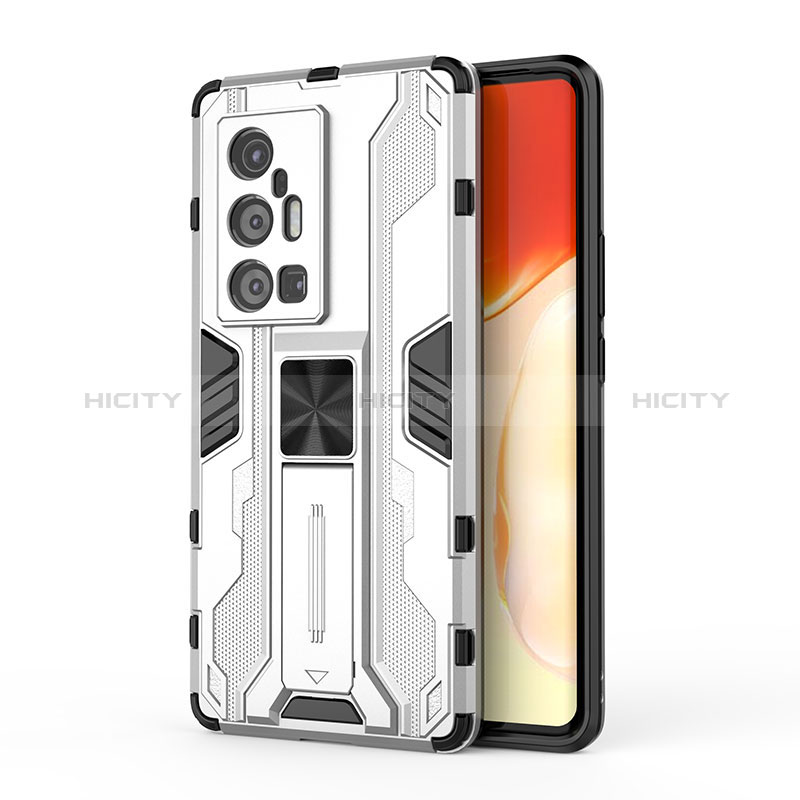 Funda Bumper Silicona y Plastico Mate Carcasa con Magnetico Soporte KC3 para Vivo X70 Pro+ Plus 5G