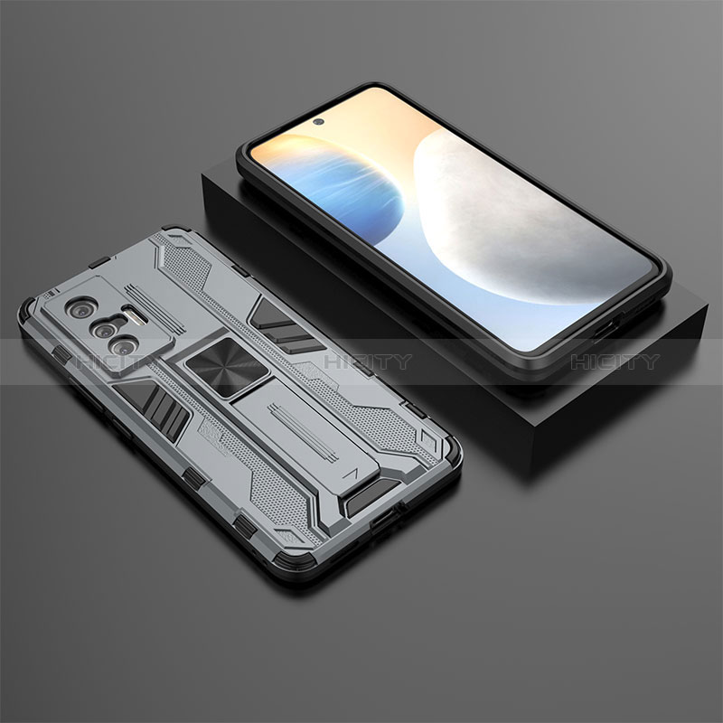 Funda Bumper Silicona y Plastico Mate Carcasa con Magnetico Soporte KC3 para Vivo X70t