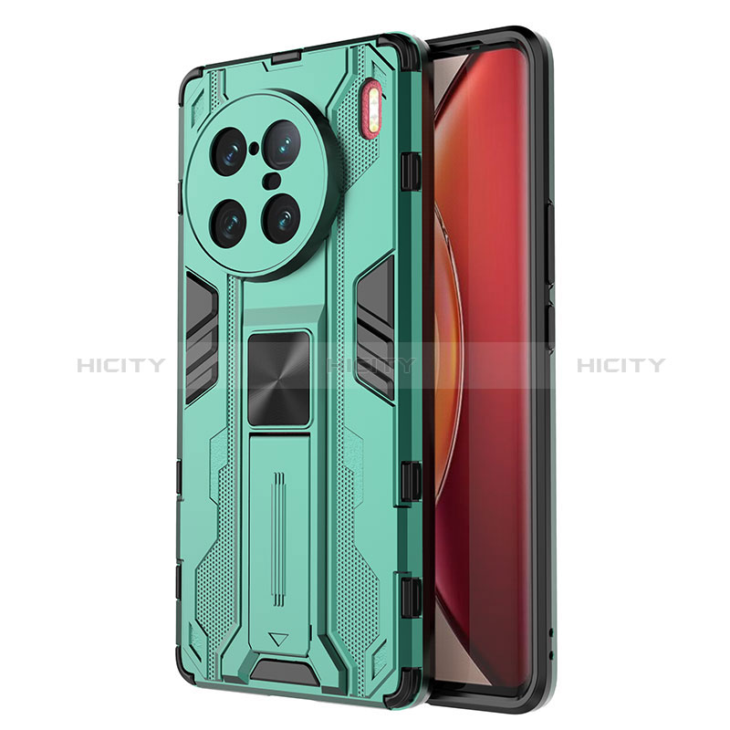 Funda Bumper Silicona y Plastico Mate Carcasa con Magnetico Soporte KC3 para Vivo X90 Pro+ Plus 5G