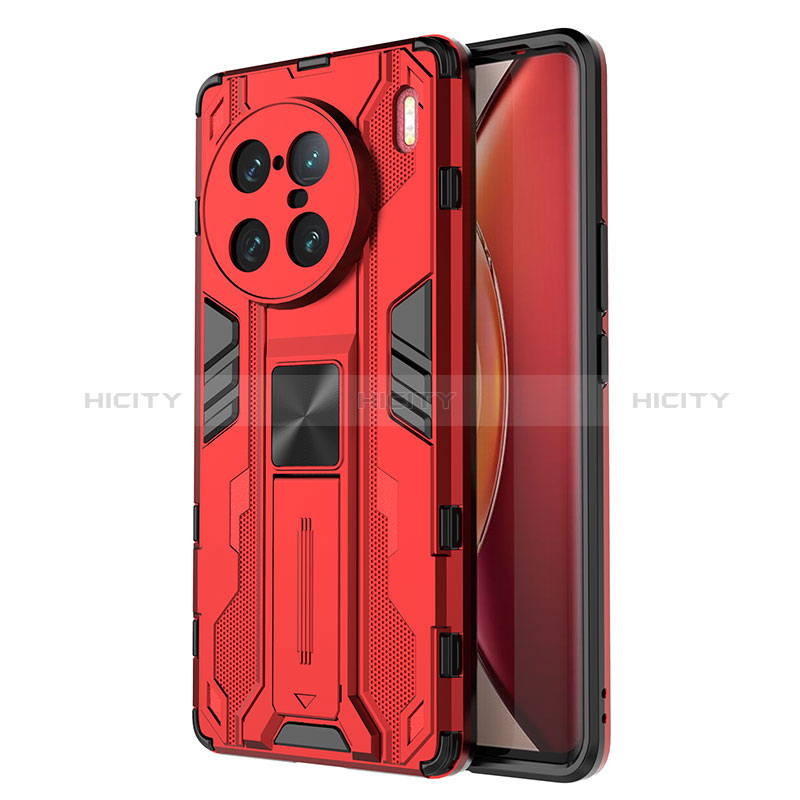 Funda Bumper Silicona y Plastico Mate Carcasa con Magnetico Soporte KC3 para Vivo X90 Pro+ Plus 5G