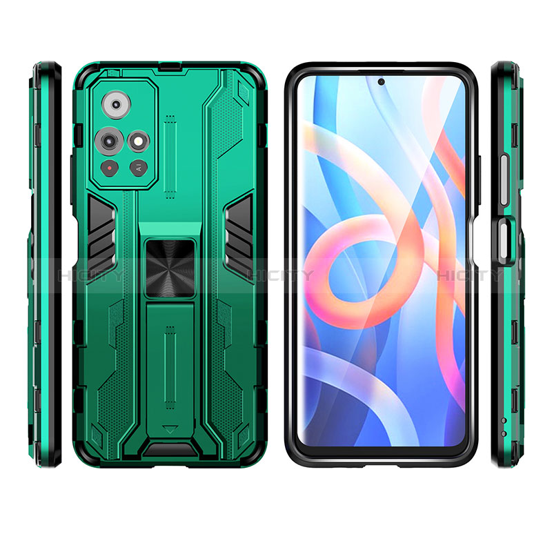 Funda Bumper Silicona y Plastico Mate Carcasa con Magnetico Soporte KC3 para Xiaomi Poco M4 Pro 5G