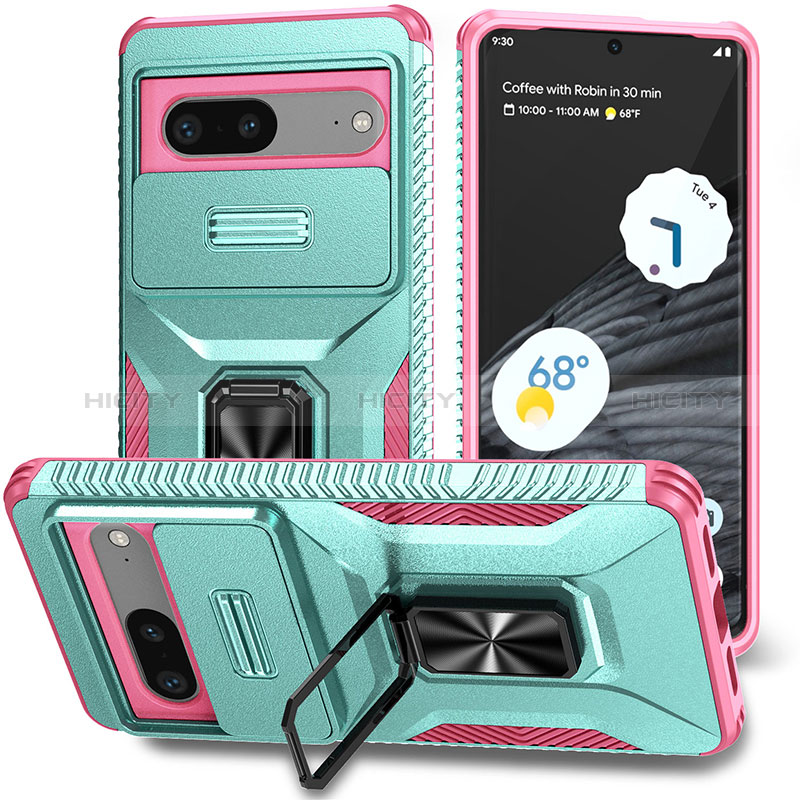 Funda Bumper Silicona y Plastico Mate Carcasa con Magnetico Soporte MQ1 para Google Pixel 7 5G