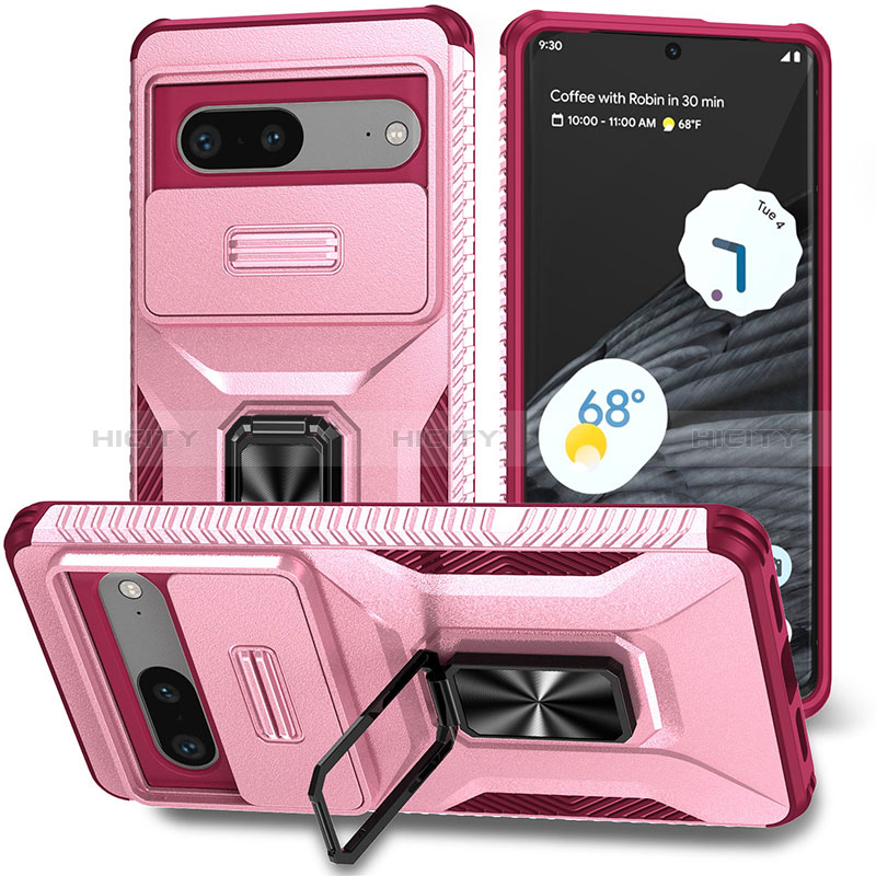 Funda Bumper Silicona y Plastico Mate Carcasa con Magnetico Soporte MQ1 para Google Pixel 7 5G