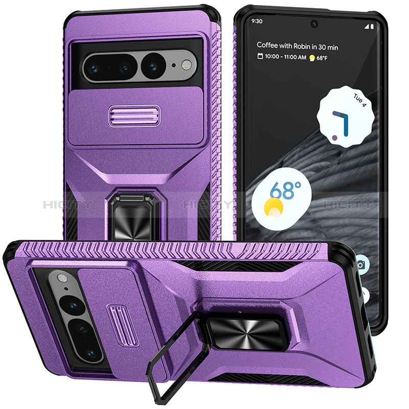 Funda Bumper Silicona y Plastico Mate Carcasa con Magnetico Soporte MQ1 para Google Pixel 7 Pro 5G