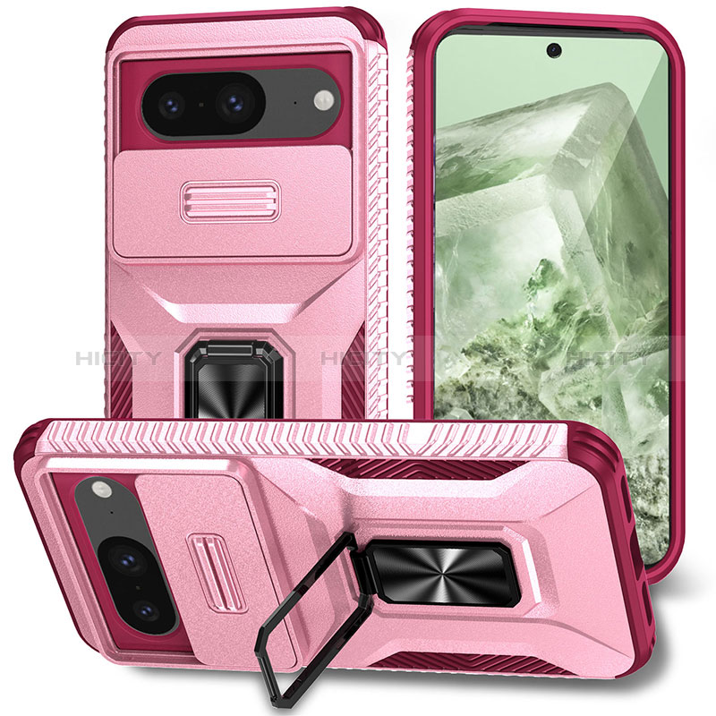 Funda Bumper Silicona y Plastico Mate Carcasa con Magnetico Soporte MQ1 para Google Pixel 8 5G