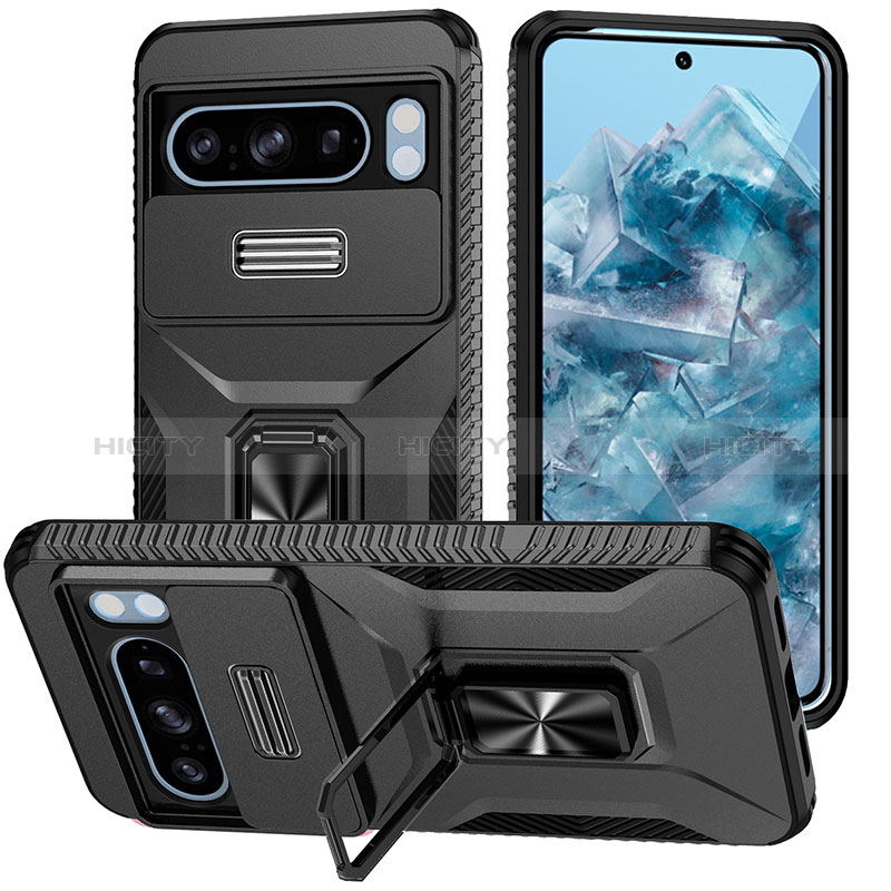 Funda Bumper Silicona y Plastico Mate Carcasa con Magnetico Soporte MQ1 para Google Pixel 8 Pro 5G