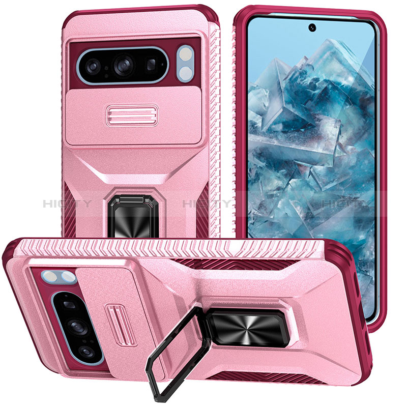 Funda Bumper Silicona y Plastico Mate Carcasa con Magnetico Soporte MQ1 para Google Pixel 8 Pro 5G