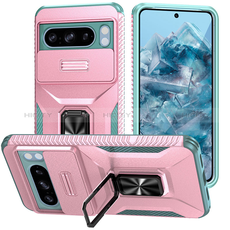 Funda Bumper Silicona y Plastico Mate Carcasa con Magnetico Soporte MQ1 para Google Pixel 8 Pro 5G