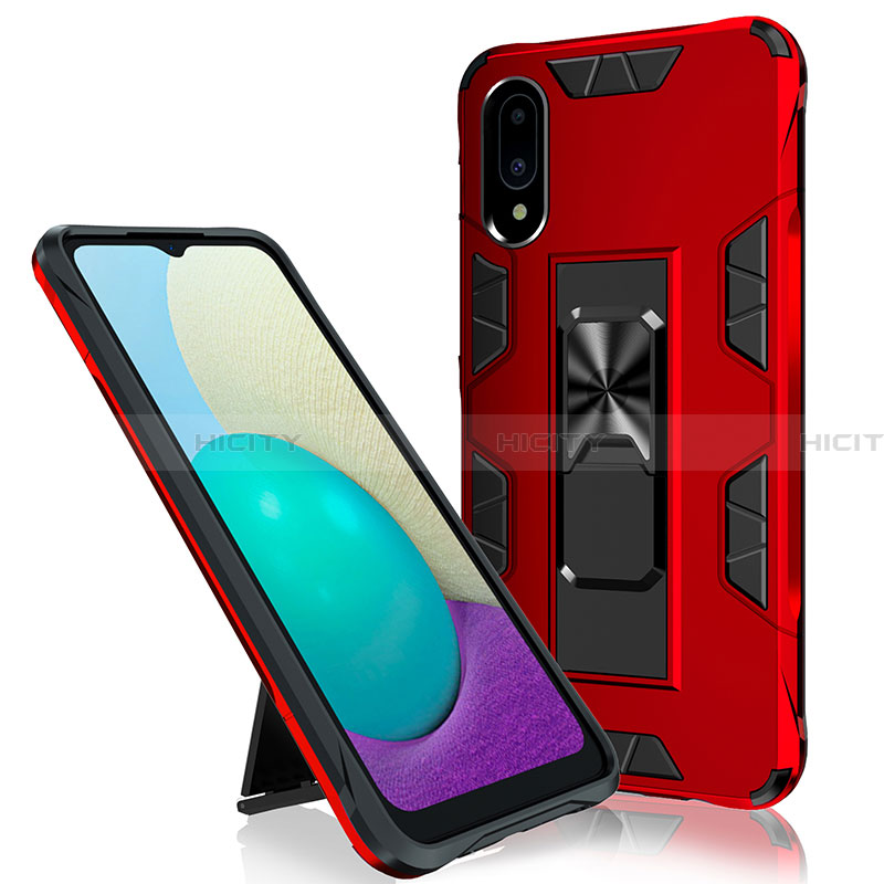 Funda Bumper Silicona y Plastico Mate Carcasa con Magnetico Soporte MQ1 para Samsung Galaxy A02