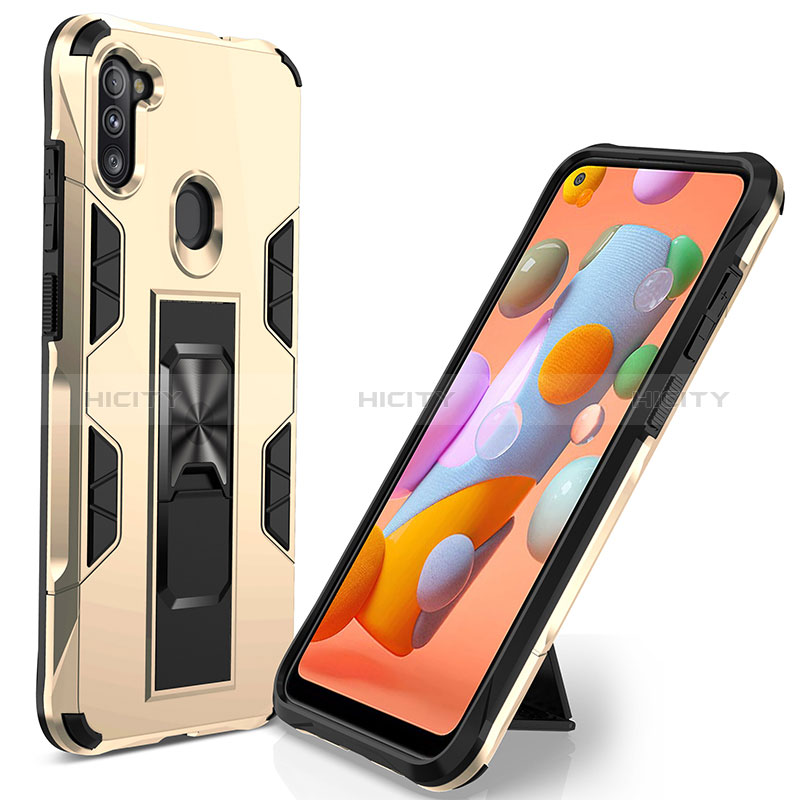 Funda Bumper Silicona y Plastico Mate Carcasa con Magnetico Soporte MQ1 para Samsung Galaxy A11