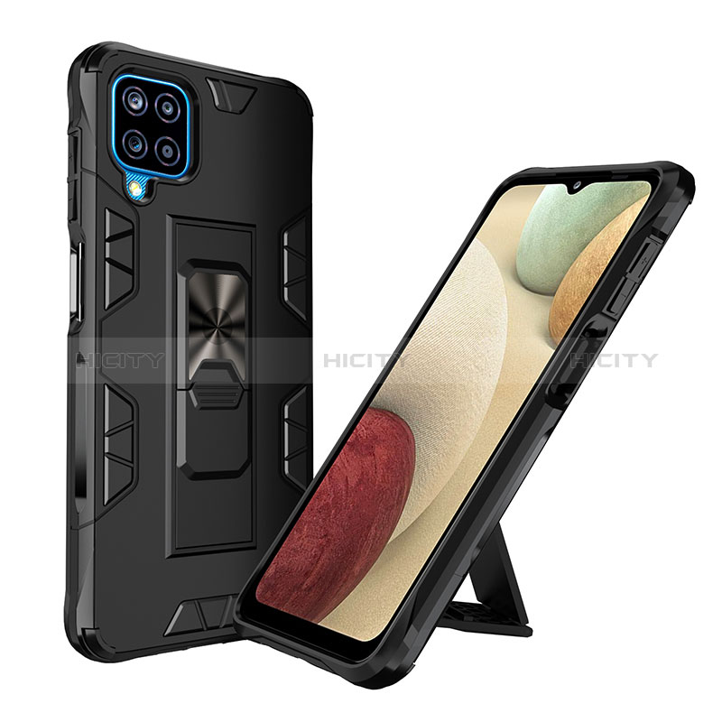 Funda Bumper Silicona y Plastico Mate Carcasa con Magnetico Soporte MQ1 para Samsung Galaxy A12