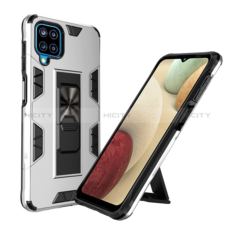 Funda Bumper Silicona y Plastico Mate Carcasa con Magnetico Soporte MQ1 para Samsung Galaxy A12