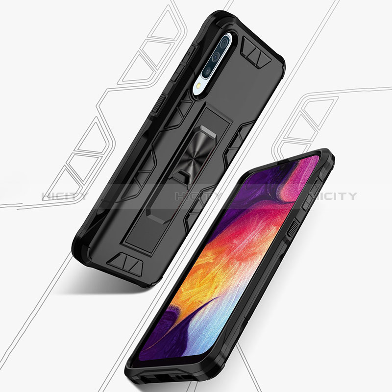 Funda Bumper Silicona y Plastico Mate Carcasa con Magnetico Soporte MQ1 para Samsung Galaxy A30S