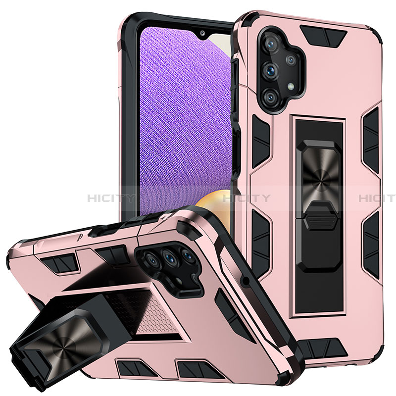 Funda Bumper Silicona y Plastico Mate Carcasa con Magnetico Soporte MQ1 para Samsung Galaxy A32 4G