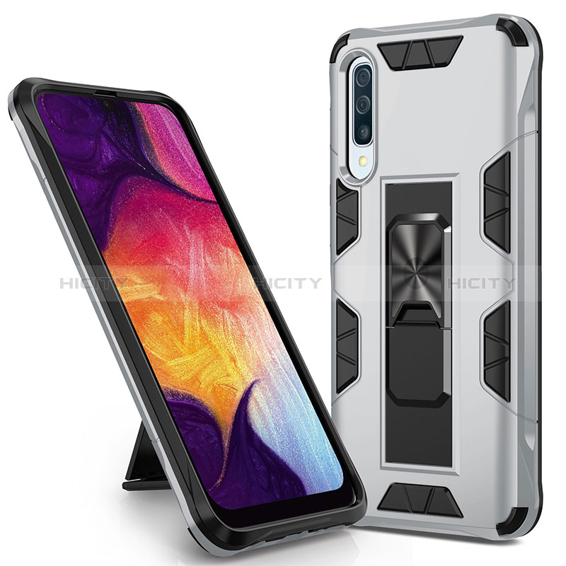 Funda Bumper Silicona y Plastico Mate Carcasa con Magnetico Soporte MQ1 para Samsung Galaxy A50