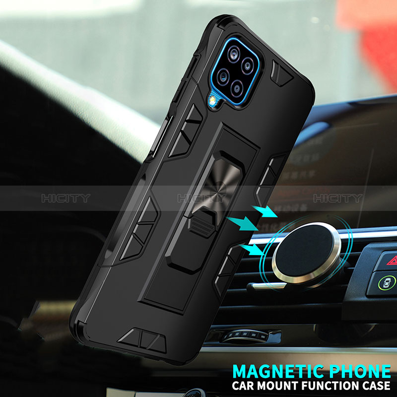 Funda Bumper Silicona y Plastico Mate Carcasa con Magnetico Soporte MQ1 para Samsung Galaxy F12