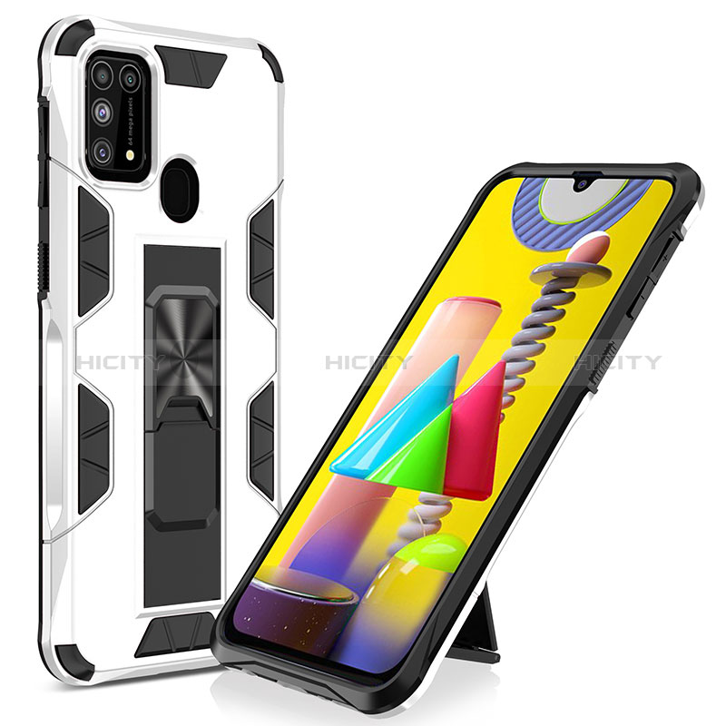 Funda Bumper Silicona y Plastico Mate Carcasa con Magnetico Soporte MQ1 para Samsung Galaxy M21s