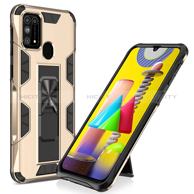 Funda Bumper Silicona y Plastico Mate Carcasa con Magnetico Soporte MQ1 para Samsung Galaxy M21s