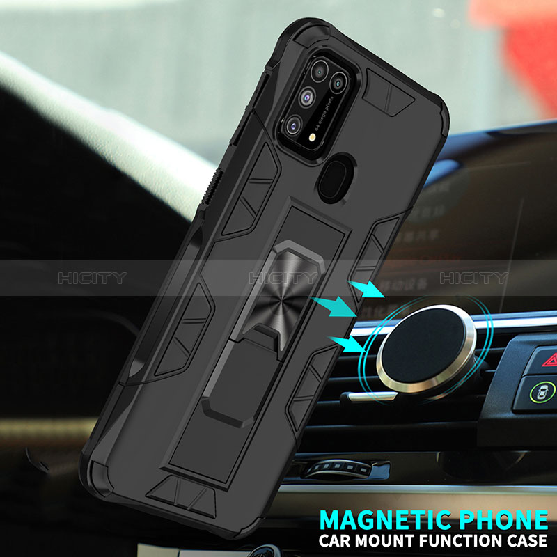 Funda Bumper Silicona y Plastico Mate Carcasa con Magnetico Soporte MQ1 para Samsung Galaxy M31