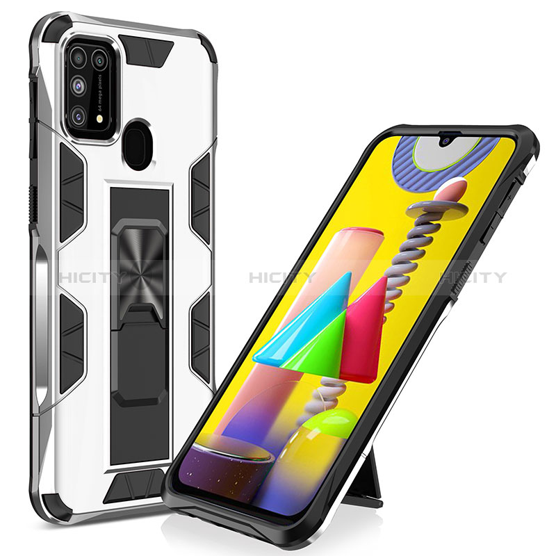 Funda Bumper Silicona y Plastico Mate Carcasa con Magnetico Soporte MQ1 para Samsung Galaxy M31 Prime Edition