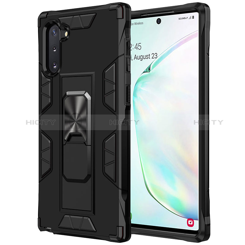 Funda Bumper Silicona y Plastico Mate Carcasa con Magnetico Soporte MQ1 para Samsung Galaxy Note 10 5G Negro