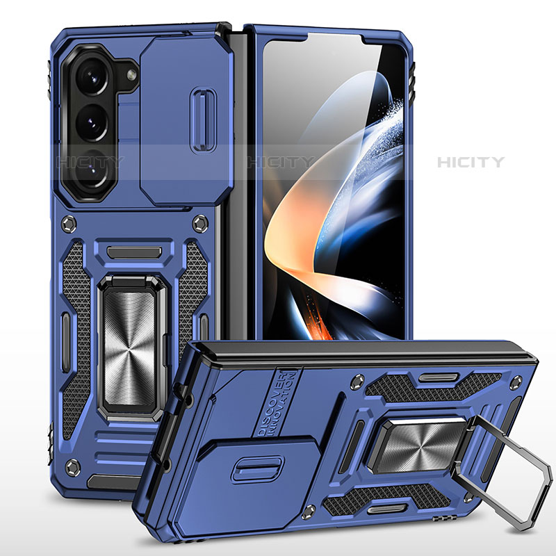 Funda Bumper Silicona y Plastico Mate Carcasa con Magnetico Soporte MQ1 para Samsung Galaxy Z Fold5 5G