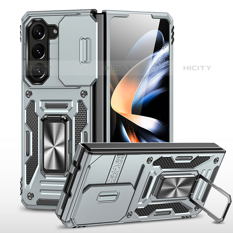 Funda Bumper Silicona y Plastico Mate Carcasa con Magnetico Soporte MQ1 para Samsung Galaxy Z Fold5 5G