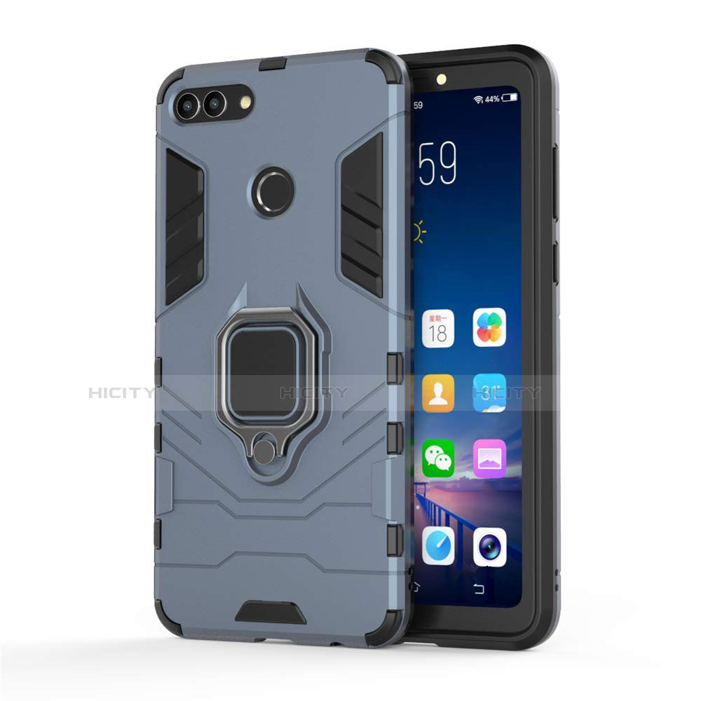 Funda Bumper Silicona y Plastico Mate Carcasa con Magnetico Soporte para Huawei Enjoy 8 Plus