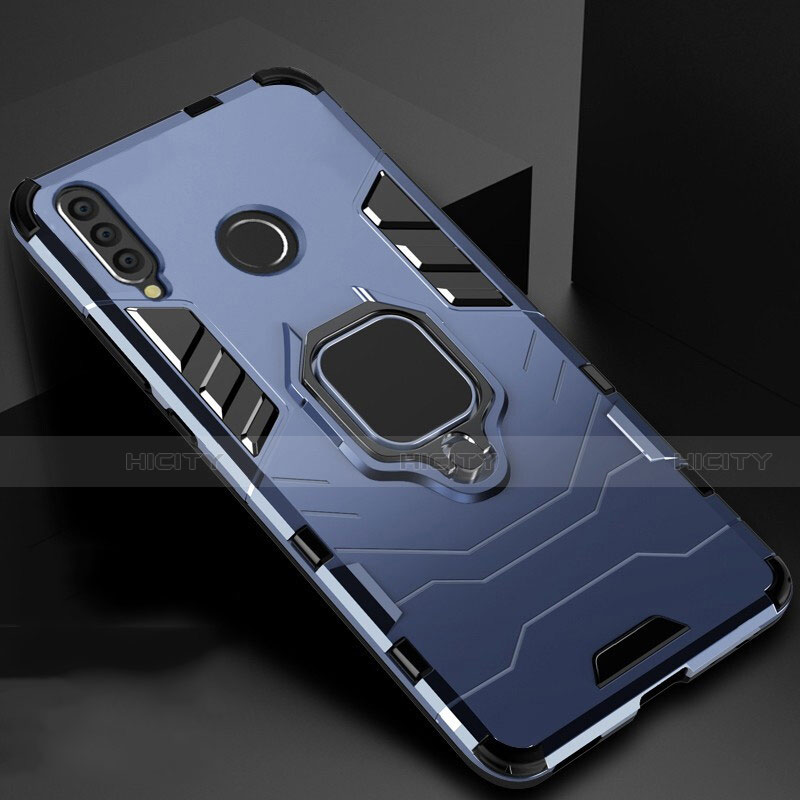 Funda Bumper Silicona y Plastico Mate Carcasa con Magnetico Soporte para Huawei Honor 10i Azul