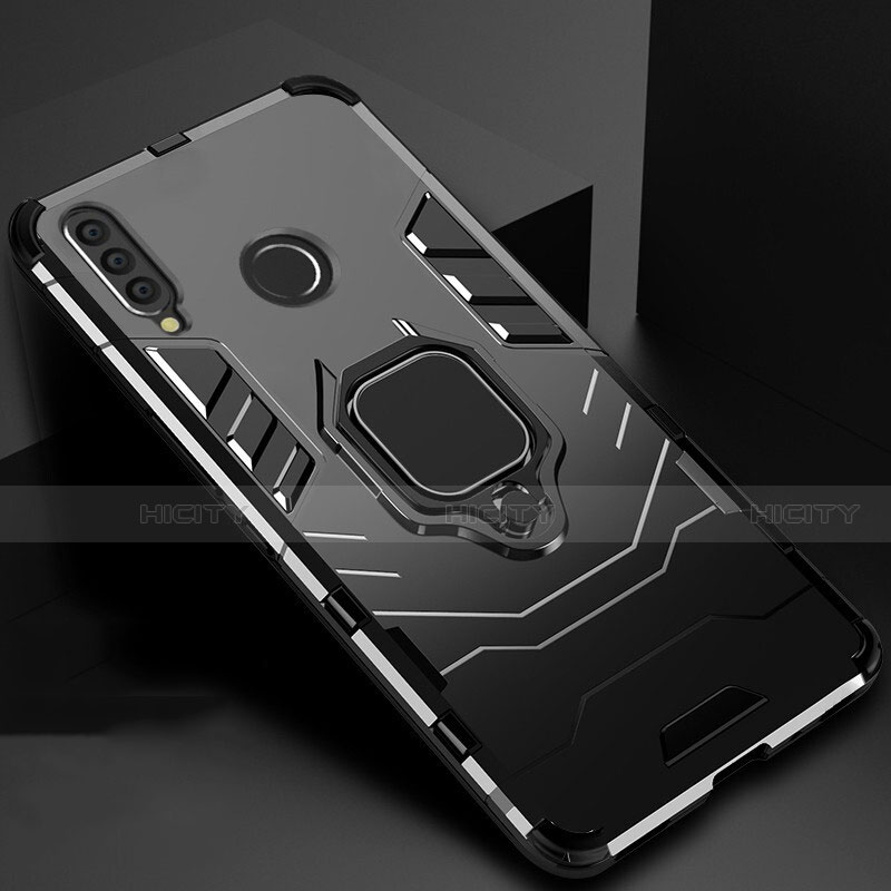 Funda Bumper Silicona y Plastico Mate Carcasa con Magnetico Soporte para Huawei Honor 10i Negro