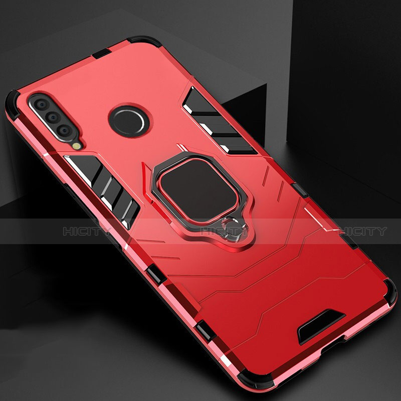 Funda Bumper Silicona y Plastico Mate Carcasa con Magnetico Soporte para Huawei Honor 20i Rojo