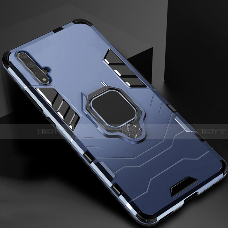 Funda Bumper Silicona y Plastico Mate Carcasa con Magnetico Soporte para Huawei Honor 20S Azul