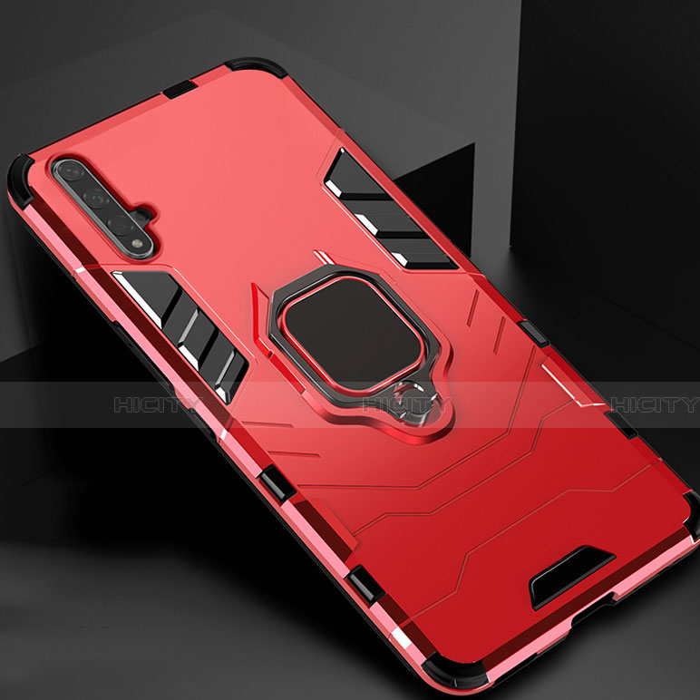 Funda Bumper Silicona y Plastico Mate Carcasa con Magnetico Soporte para Huawei Honor 20S Rojo