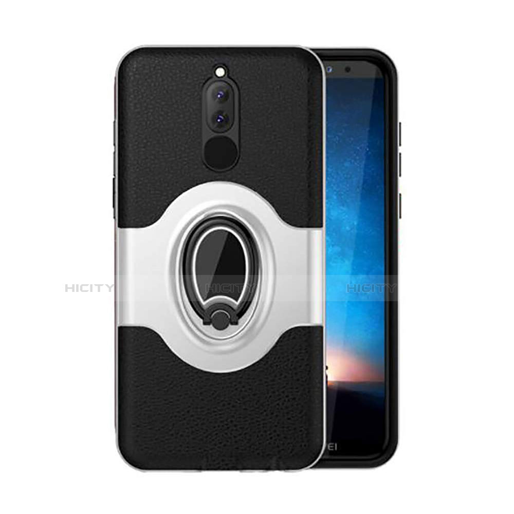 Funda Bumper Silicona y Plastico Mate Carcasa con Magnetico Soporte para Huawei Mate 10 Lite Plata