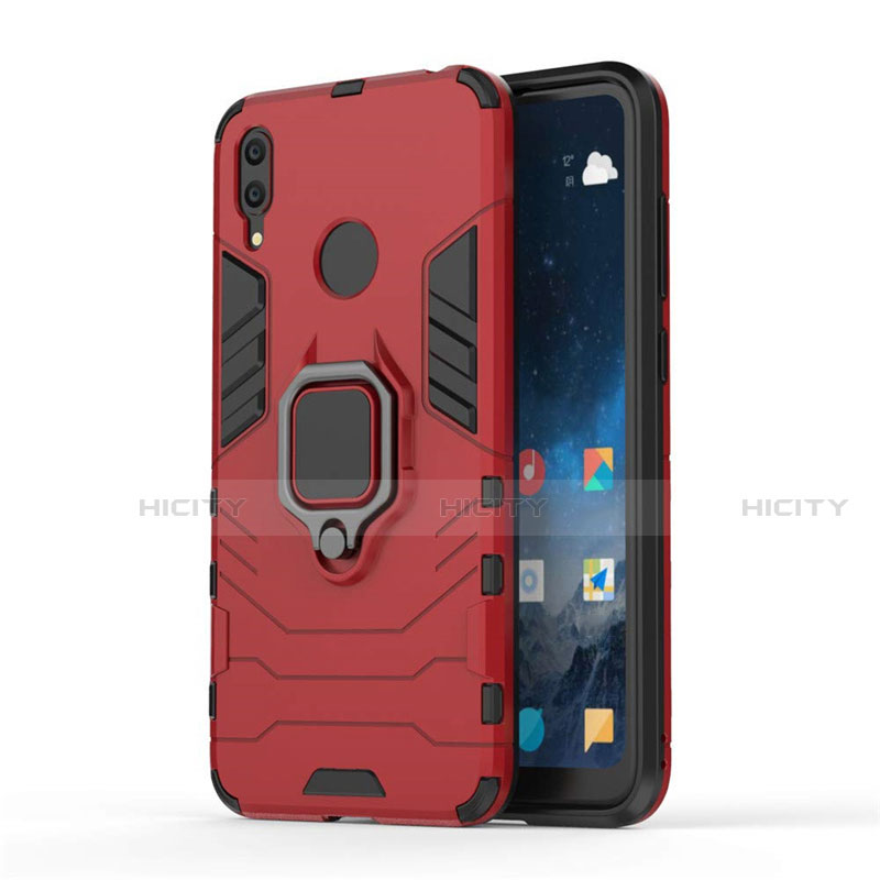 Funda Bumper Silicona y Plastico Mate Carcasa con Magnetico Soporte para Huawei Y7 (2019) Rojo