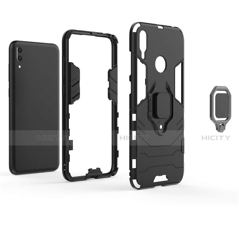 Funda Bumper Silicona y Plastico Mate Carcasa con Magnetico Soporte para Huawei Y7 Pro (2019)