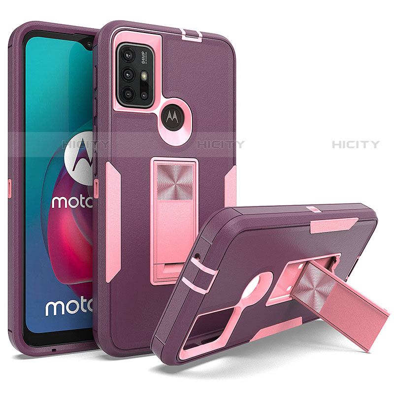 Funda Bumper Silicona y Plastico Mate Carcasa con Magnetico Soporte para Motorola Moto G10