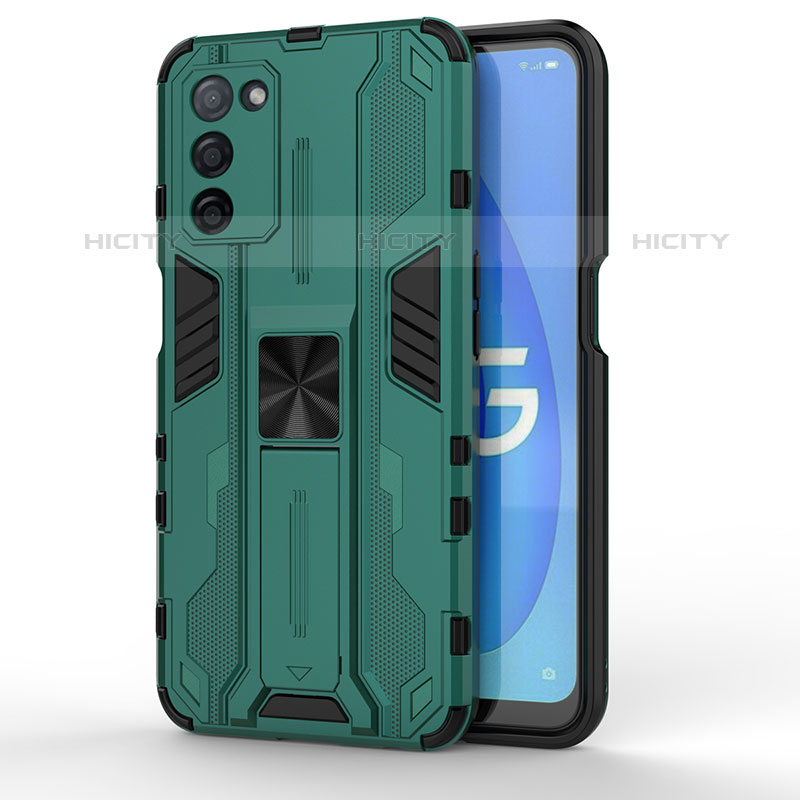 Funda Bumper Silicona y Plastico Mate Carcasa con Magnetico Soporte para Oppo A53s 5G Verde