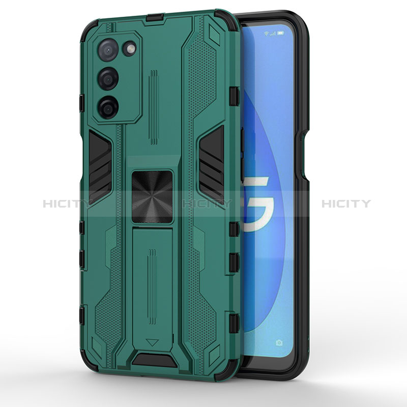 Funda Bumper Silicona y Plastico Mate Carcasa con Magnetico Soporte para Oppo A56 5G Verde