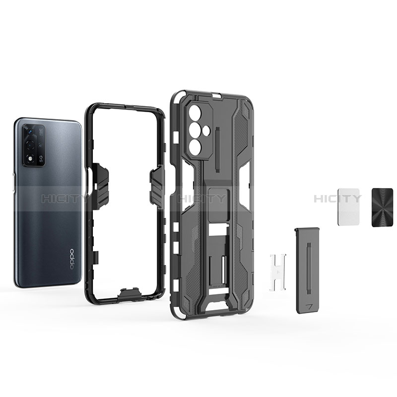 Funda Bumper Silicona y Plastico Mate Carcasa con Magnetico Soporte para Oppo A93s 5G