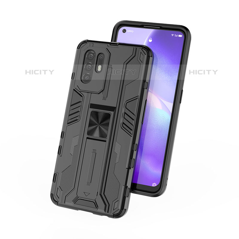 Funda Bumper Silicona y Plastico Mate Carcasa con Magnetico Soporte para Oppo F19 Pro+ Plus 5G