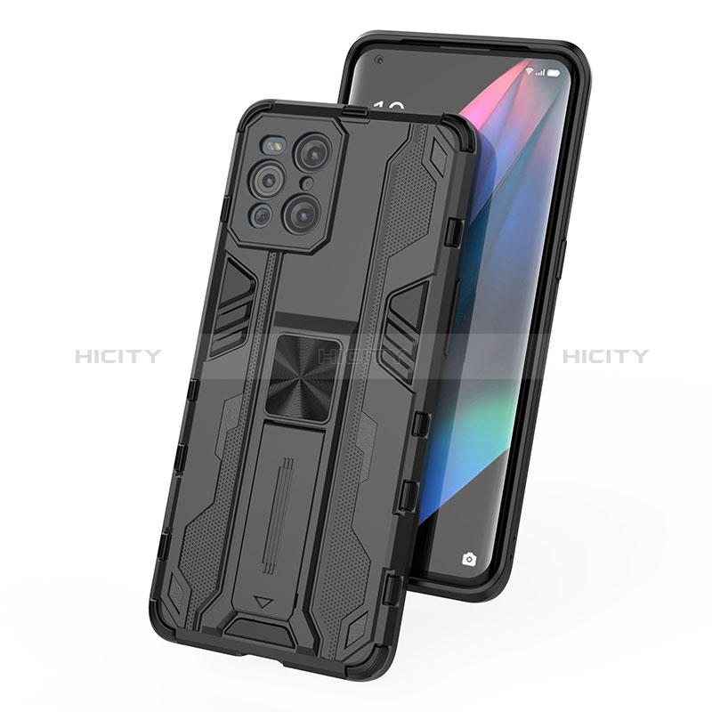 Funda Bumper Silicona y Plastico Mate Carcasa con Magnetico Soporte para Oppo Find X3 5G