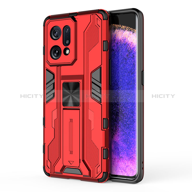 Funda Bumper Silicona y Plastico Mate Carcasa con Magnetico Soporte para Oppo Find X5 5G