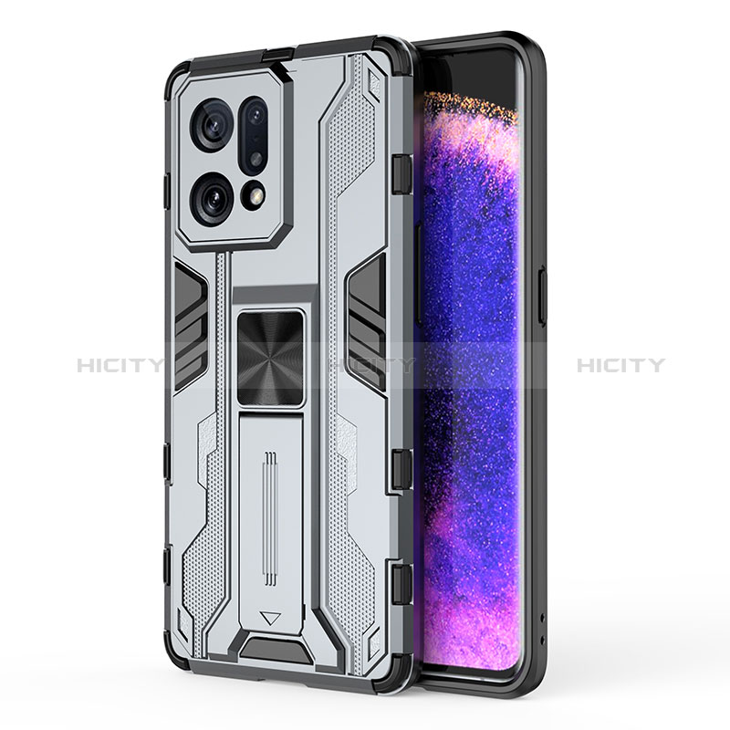 Funda Bumper Silicona y Plastico Mate Carcasa con Magnetico Soporte para Oppo Find X5 5G