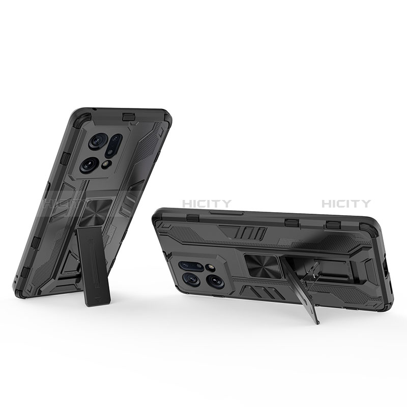 Funda Bumper Silicona y Plastico Mate Carcasa con Magnetico Soporte para Oppo Find X5 5G