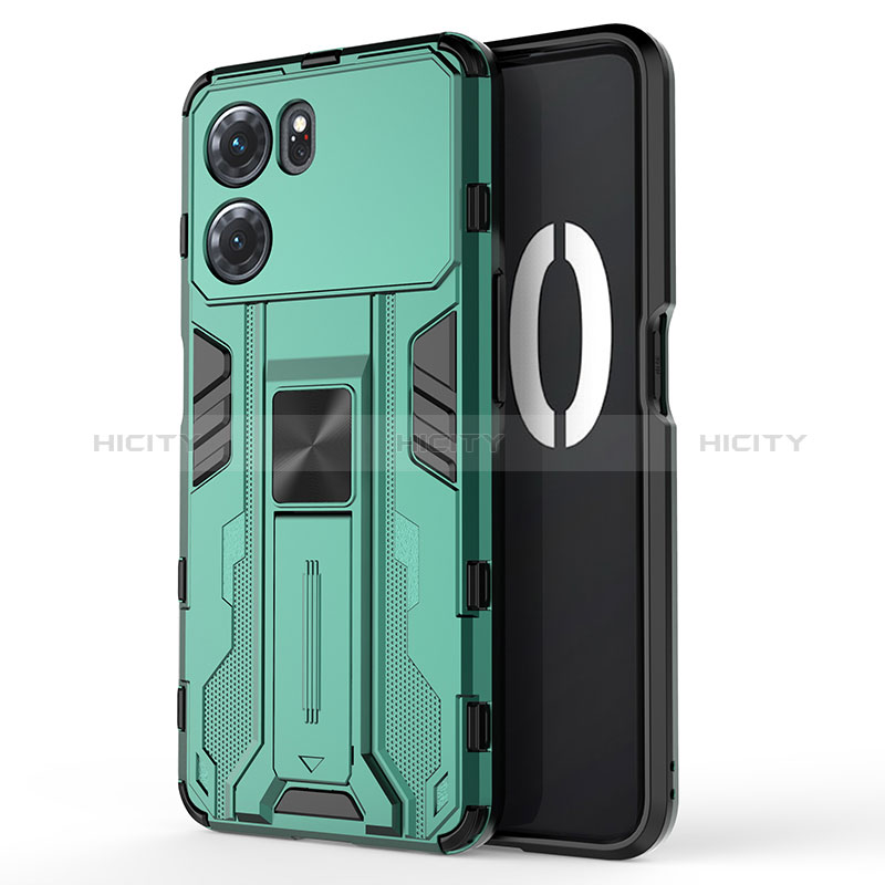 Funda Bumper Silicona y Plastico Mate Carcasa con Magnetico Soporte para Oppo K10 5G Verde