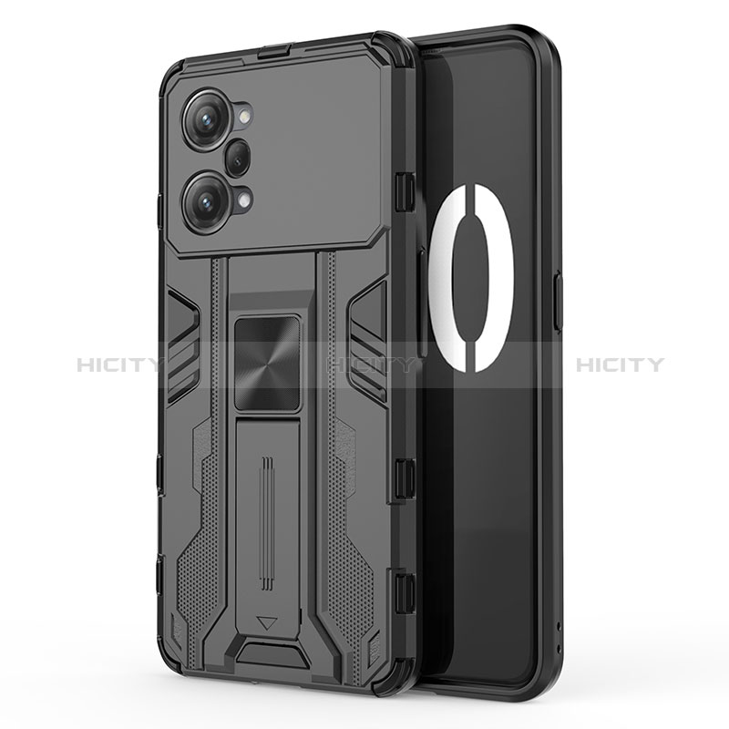 Funda Bumper Silicona y Plastico Mate Carcasa con Magnetico Soporte para Oppo K10 Pro 5G Negro