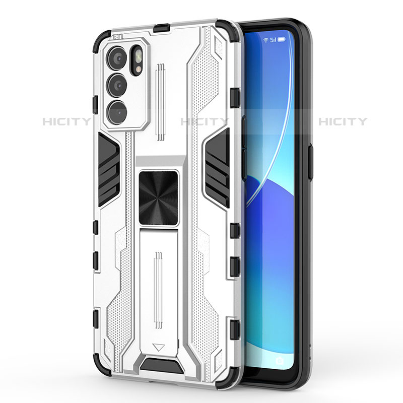 Funda Bumper Silicona y Plastico Mate Carcasa con Magnetico Soporte para Oppo Reno6 5G